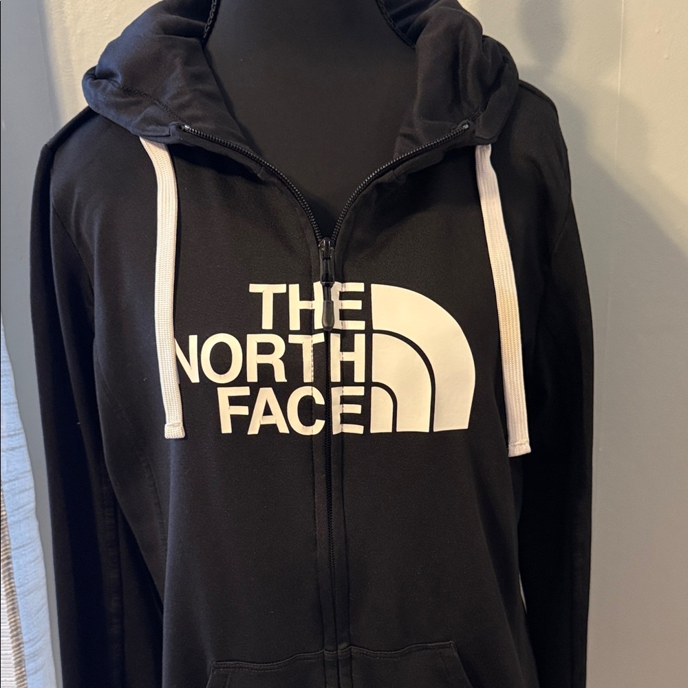 The North Face Black Zip-Up Hoodie with White Logo